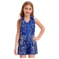 thumbnail image 1 of renvena Short Sequin Jumpsuits Pageant Romper For Girls Jazz Hip Hop Dancing Wedding Evening Royal Blue 14, 1 of 7