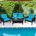 thumbnail image 1 of Gymax 4PCS Rattan Patio Conversation Set Cushioned Outdoor Furniture Set, 1 of 9