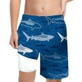 thumbnail image 1 of Sunnyoo Little Boys Shark Print Quick Drying Swim Trunks with Compression Liner, 1 of 4