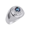 thumbnail image 3 of RYLOS Men's Rings 14K White Gold Designer Gypsy 7MM Round Gemstone & Diamond Ring Alexandrite June Birthstone Rings Size 10, 3 of 7