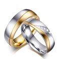 thumbnail image 2 of Womens Man Wedding Ring Gold-color 316l Stainless Steel Promise Jewelry, 2 of 5