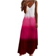 thumbnail image 2 of SMihono Robe Maxi Bohème d'Été pour Femmes Grande Taille Mode Décontractée d'Été avec Poches Sans Manches Imprimé Dentelle Col en V Robe de Plage Robe d'Été, 2 of 4