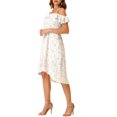thumbnail image 4 of INSPIRE CHIC Robe Midi Évasée à Fleurs pour Femme à Bretelles Spaghettis à Volants TP Blanc Violet, 4 of 6