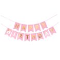 thumbnail image 1 of tredstone Happy Birthday Bunting Colorful Party Banner Reusable Birthday Decoration Paper Long Party Flag, Pink, 1 of 6