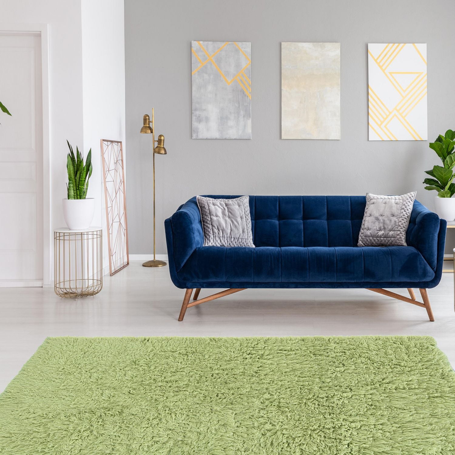 New Flokati 1400gr 8' x 10' Area Rug, Lime Green