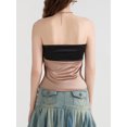 thumbnail image 4 of FAROOT Women's Bow Front Tube Tops Summer Strapless Contrast Color Bandeau Tops Slim Fit Shirts, 4 of 8
