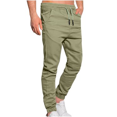 Dagugfen Trackpants for Men Elastic Waist Drawstring Fitted Lightweight Workout Sports Pants Pockets