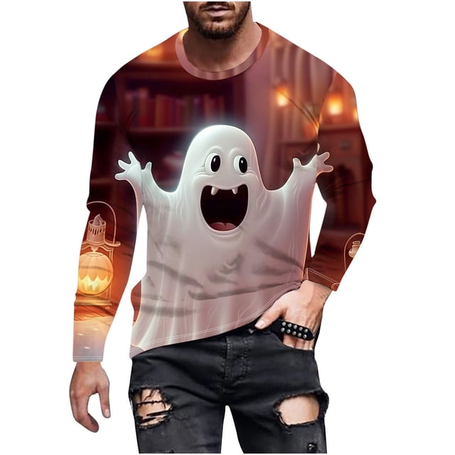 Pisexur Chandails en Molleton d'Halloween pour Hommes, Chandails en Molleton Graphiques Surdimensionnés, Manches Longues, Pull Décontracté, Col Rond, Grande Taille, S-6TG
