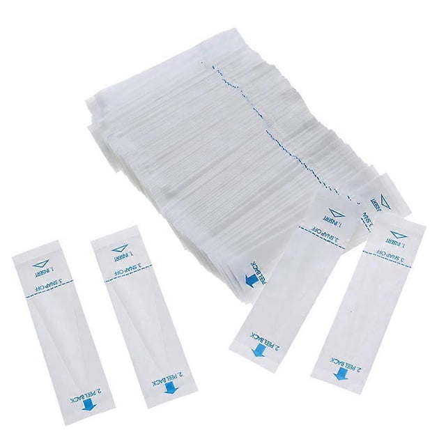 100Pcs Digital Thermometer Probe Covers Disposable Universal Electronic Thermometer Covers. A stack of clear disposable thermometer probe covers made of PE material, with individual sleeves featuring blue arrows and instructions for easy use. Designed for universal compatibility with digital thermometers, ensuring hygiene and accuracy during temperature measurement. Suitable for single-use and easy disposal.