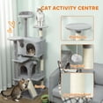 thumbnail image 4 of PawHut 54" Cat Tree Tower with Scratching Posts, Cat Condos, Light Grey, 4 of 10