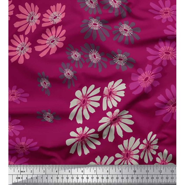 Soimoi Georgette Viscose Fabric Artistic Flower Print Fabric by Yard 42 Inch Wide