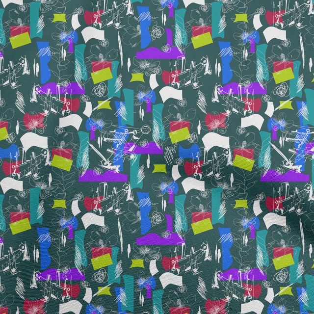 oneOone Polyester Spandex Teal Green Fabric Abstracts Craft Projects Decor Fabric Printed By The Yard 56 Inch Wide
