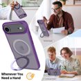 thumbnail image 2 of Asuwish Phone Case for iPhone 17 Air 6.5 inch Tempered Glass Screen Protector Magnetic Folding Stand Frosted Translucent Rugged Shockproof Protective Cell Cover i Phone17 i17Air Women Men Deep purple, 2 of 6