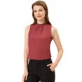 thumbnail image 1 of INSPIRE CHIC Blouse Décontractée Sans Manches à Col Montant à Volants pour Femme Bourgogne TP, 1 of 5
