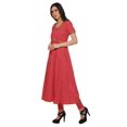 thumbnail image 2 of Moomaya Robe en Coton pour Femmes Décontractée d'Été à Fente avant Unie à Manches Courtes Kurta, 2 of 6