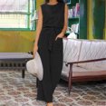 thumbnail image 3 of Tenue d'Été Tenues Mignonnes pour Femmes Ensemble de Vêtements d'Été Femme Col Rond Sans Manches Hauts Pantalons Ensembles Style Pantalon Long P_978 Survêtements pour Femmes Noir P, 3 of 6