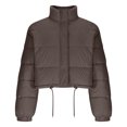 thumbnail image 5 of hoksml Women's Cropped Puffer Jacket with Drawstring Hem, Stand Collar Boxy Zip Front Casual Streetwear Short Jacket, 5 of 5