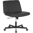 thumbnail image 1 of FDW Chaise Croisée, Roues Assise en Tailleur Bureau Moderne Pivotante Hauteur Réglable Siège Grand Tâche Informatique Confortable Tissu Sans Accoudoirs, Noir, 1 of 7