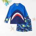 thumbnail image 2 of MIASHUI Boys Long Sleeve Rash Guard and Swim Trunks Set with Print for Surfing Swimming and Beach Summer Activities Blue,6-7 Years, 2 of 9