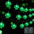 thumbnail image 1 of St. Patricks Day Shamrocks Lights 10FT 20LED Outdoor Decorative String Lights  Battery Operated Lucky Clover Light with Twinkle Waterproof for Party Garden Home Decor, 1 of 8