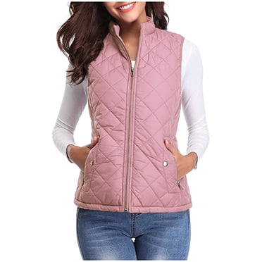 EGNMCR Puffer Vest Women, Sleeveless Parkas for Women, Fashion Women Pocket Coat Long Jacket Winter Sleeveless Down Cotton Waistcoat Women's polyester jacket