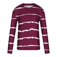 thumbnail image 5 of Penkiiy T-Shirt Homme Décontracté Col Rond Rayé Imprimé Chandail Entraînement Physique Manches Courtes Blouse L Vin, 5 of 5