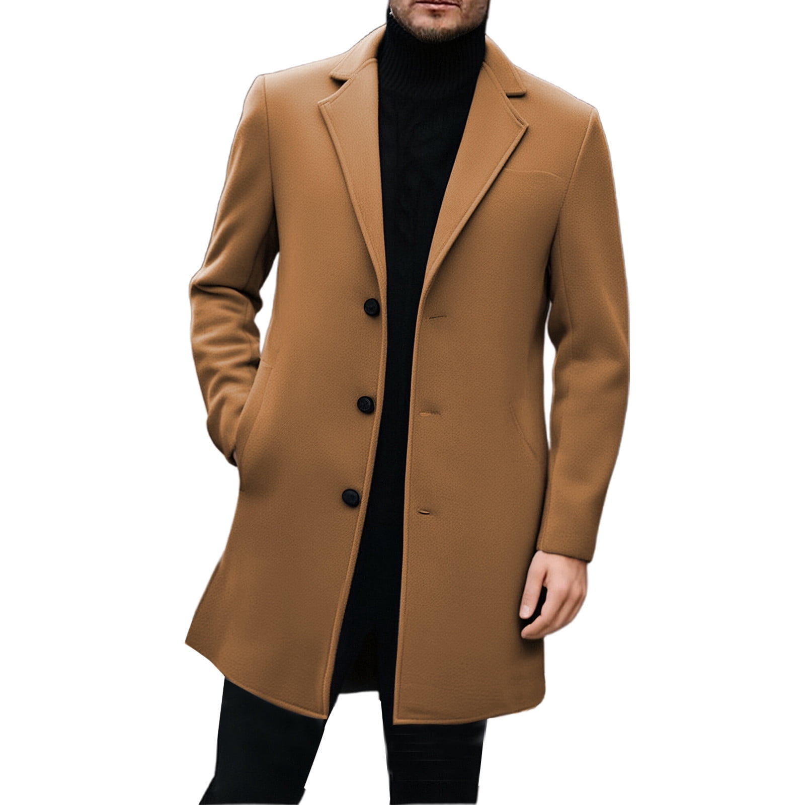 Ediodpoh Trench Coat Men Slim Fit Short Anorak Coat Blend Peacoat