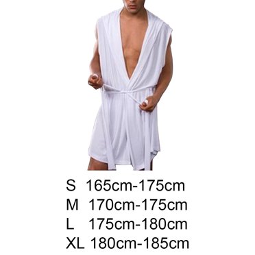 serony Peignoir d'Été pour Homme, Peignoir Soyeux à Capuche Sans Manches, Vêtement de Nuit, Pyjama