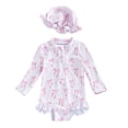 thumbnail image 1 of Toddler Girl Rash Guard Swimsuit Ruffle Floral Pattern Long Sleeve Sun Protection Girls Bathing Suits Size 12-18 Months, 1 of 3