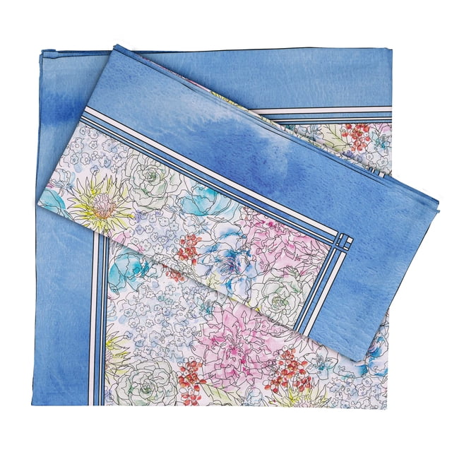 Vargottam Collection de Luxe Linge de Table Décor Serviette en Coton Tissu Imprimé Serviettes Réutilisables Ensemble de 6, 20 Pouces X 20 Pouces - Fleur Aquarelle