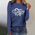 thumbnail image 2 of Pisexur Hauts pour Femmes Mode d'Automne T-Shirt à Imprimé Graphique Cœur Col Rond Manches Longues Chemises pour Femmes Chic Décontracté Hauts de Sortie Confort Polyvalent Blouses Légères, 2 of 5