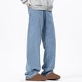 thumbnail image 5 of RKSTN Mens Pants Plush Thick Jeans With Elastic Drawstring Loose Oversized Straight Leg Pants Long Pants Soft Comfortable Workout Pants, 5 of 5