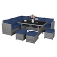 thumbnail image 4 of Patiojoy Ensemble de Conversation d'Extérieur en Osier, 7 Pcs, avec Coussins Bleu Marine, 4 of 9