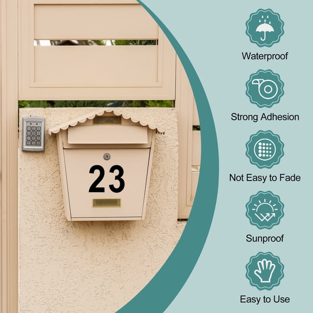 Mailbox Numbers Stickers – 10 Sets Of 4-Inch Adhesive House Numbers, White, Weatherproof