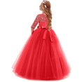 thumbnail image 4 of Robe Longue en Dentelle Florale Vintage pour Filles Manches 3/4 Robe de Soirée de Mariage Robe de Danse Formelle, 4 of 5