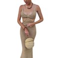 thumbnail image 3 of Gupgi Femmes de Couleur Unie Creux Dos Nu Bretelles Serrées Longue Robe, 3 of 4