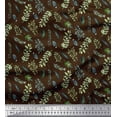 thumbnail image 1 of Soimoi Brown Cotton Duck Fabric Curry & Leaves Decor Fabric Printed BTY 42 Inch Wide, 1 of 3
