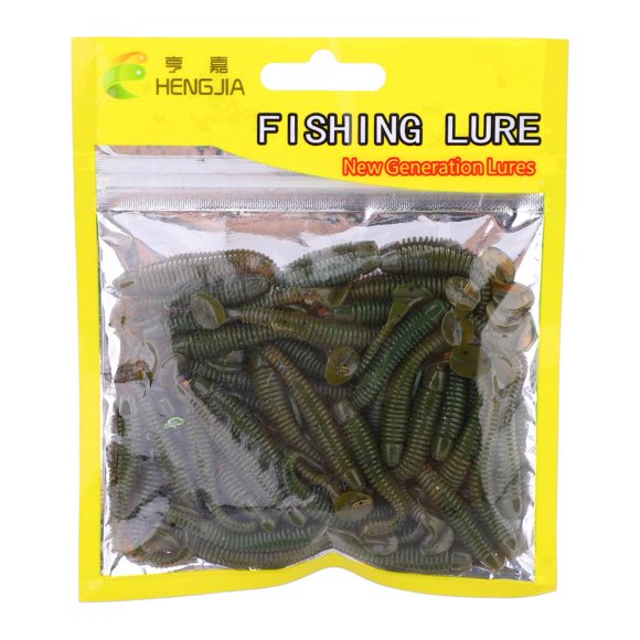 Yosoo 50 Pcs Leurres de Pêche en Plastique Souple 5 cm, T-Tail Grub Ver, Appâts, Accessoire d'Attirail pour Poisson, Leurres Souples de Pêche
