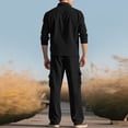 thumbnail image 3 of Erwazi Men's Corduroy Cargo Shacket Tracksuit Set 2 Pieces Lapel Long Sleeve Button Down Jacket and Cargo Pants Set, 3 of 4