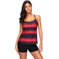 thumbnail image 1 of Haut de Tankini à Imprimé à Blocs de Couleur pour Femmes à Dos Croisé avec Short Garçon Maillot de Bain (M-TTTG), 1 of 5