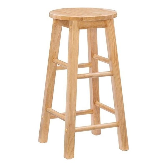 Linon Sims 24" Backless Wood Counter Stool in Natural Brown