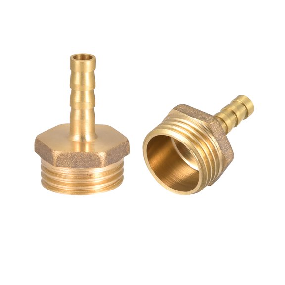 Unique Bargains Brass Barb Hose Fitting Connector Adapter 6mm Barbed x 1/2' G Male Pipe 2pcs