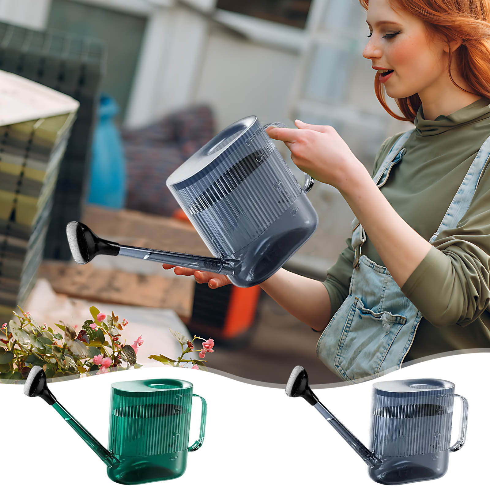 Sentmoon Watering Cans Outdoor Watering Can Watering Can Large 1.8 L with Long Nozzle Sprinkler Transparent Plastic Water Holes Thin Removable Watering Can for Plants Indoor and Outdoor