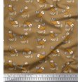thumbnail image 1 of Soimoi Brown Poly Georgette Fabric Waves & Fish Ocean Printed Fabric 1 Yard 52 Inch Wide, 1 of 3