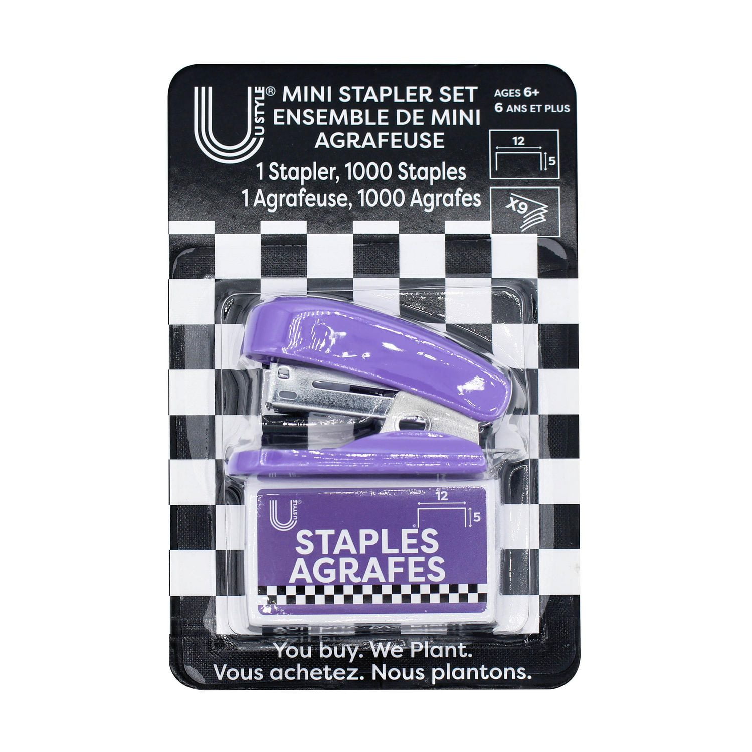 Ensemble de Mini Agrafeuse Violette U Style Avec Agrafes