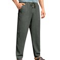 thumbnail image 4 of Pants for Men, Mens Fashion Drawstring Elastic Waist Solid Color Casual Length Pants, 4 of 9