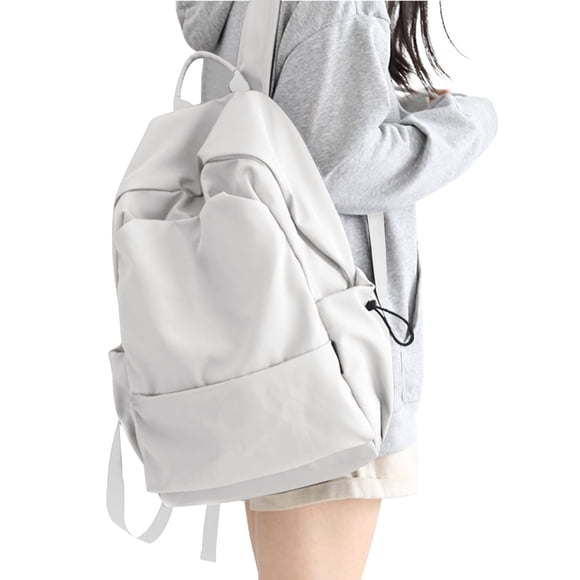 Sac à Dos Scolaire pour Femmes, Sacs d'École de Voyage Décontractés Sac à Dos pour Ordinateur Portable 15,6 Pouces pour Étudiant Sac à Dos Léger Résistant à l'Eau Sac à Livres Collège Hommes Sac de Jour de Travail Blanc