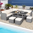 thumbnail image 4 of Gymax 7PCS Rattan Patio Sectional Sofa Set Conversation Set w/ White Cushions, 4 of 10
