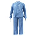 thumbnail image 3 of Women Solid Color Long Sleeve Blouse and Straight Fit Trousers, 3 of 9