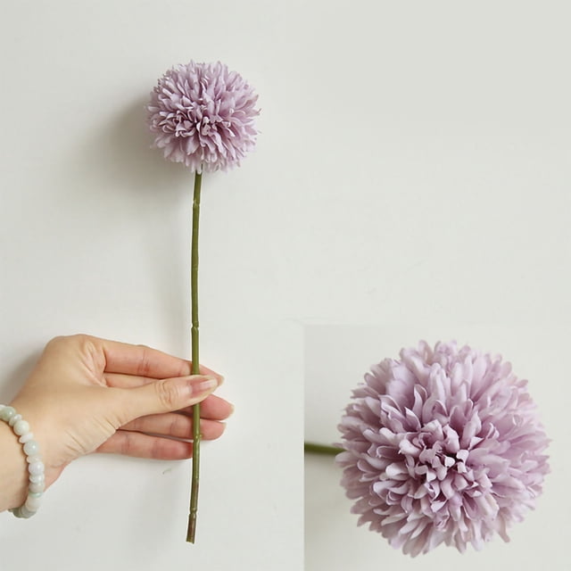 Faux Hydrangea Ball Simulation Hydrangea Bouquet Fake Silk Flower Ball Chrysanthemum For Dining Table Living Room Home Decoration Purple
